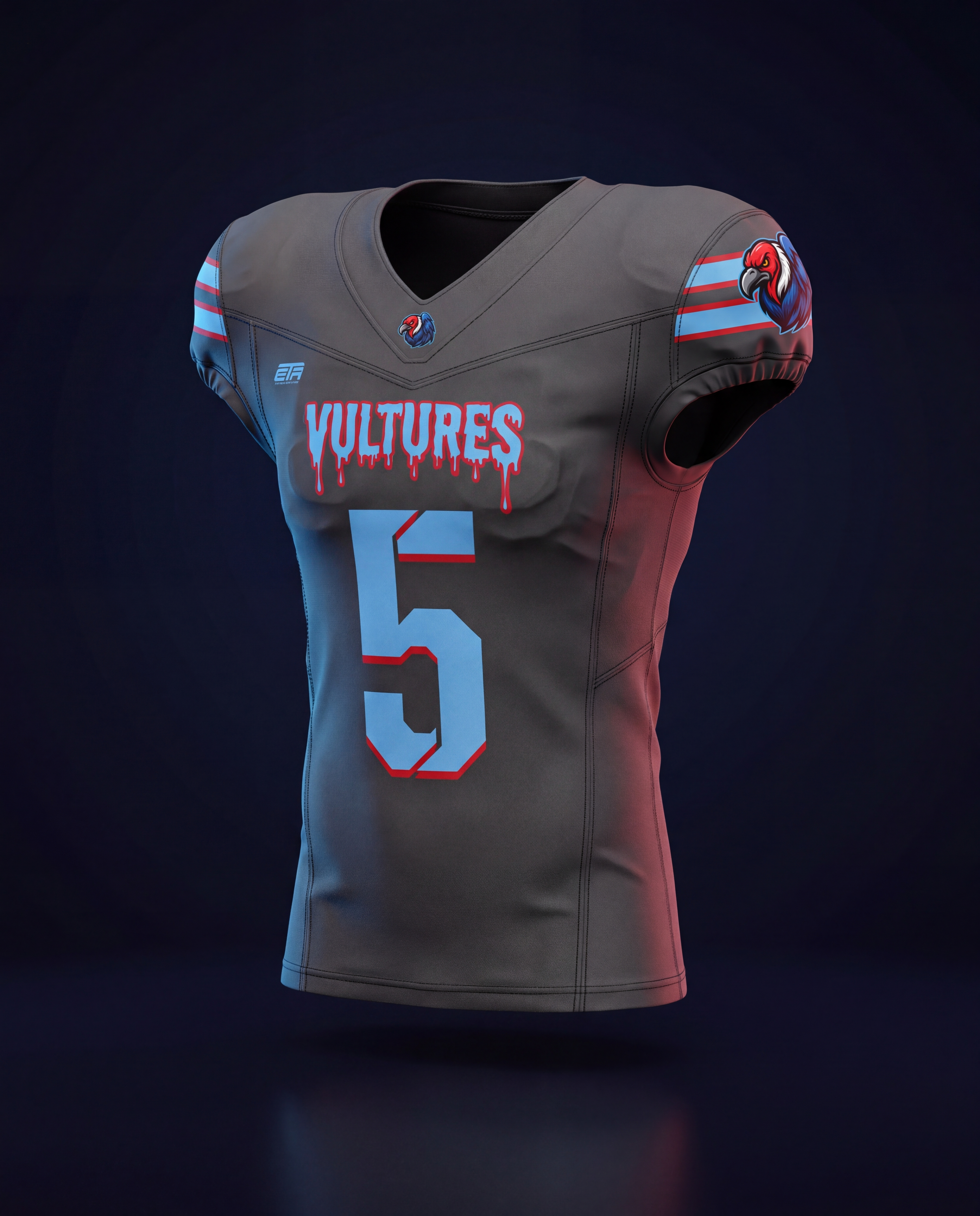 Official Tackle Team Uniforms graphite jersey detail
